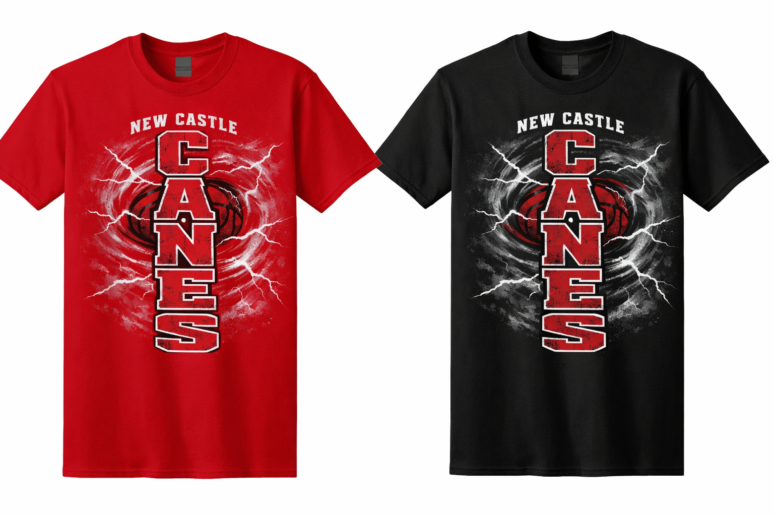 New Castle Canes Vertical Tee — Lightning Strike